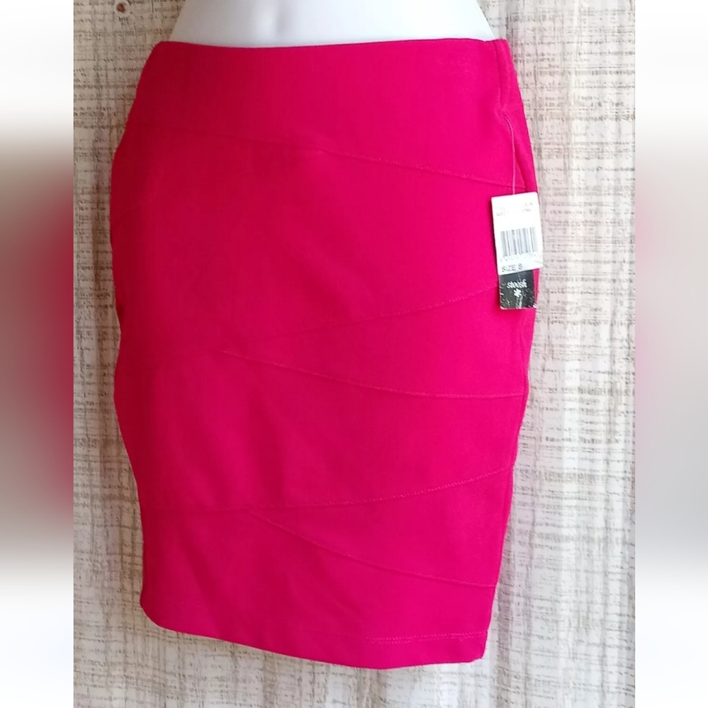 NEW Stoosh Stretch Pull On Bodycon Mini Skirt Elastic Waist Fuchsia S